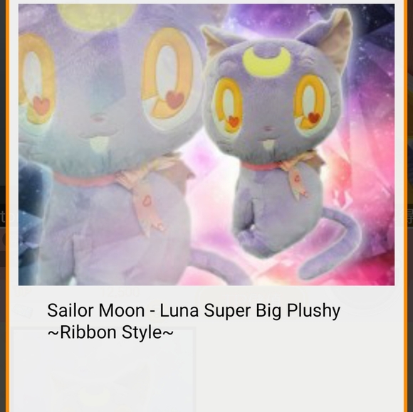 Sailor Moon Luna Cat Super Big Plushy Ribbon Style Banpresto Japan Toreba - Picture 3 of 3